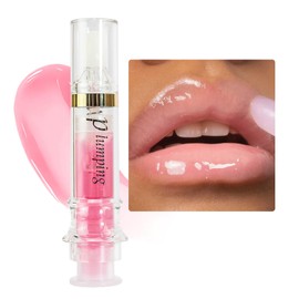 Pink Lip Gloss, Moisturizing Tinted Lip Balm, Long Lasting Jelly Lip Gloss Lip Oil, Non-Sticky Nourishing Liquid Lipstick, Plumping Lip Tint Fresh Texture Lip Glaze Makeup Gift
