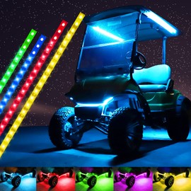Roykaw Golf Cart Underglow LED Light Strip Kit Underbody Neon Lighting Standard Million Color LED Compatible with EZGO/Club Car/Yamaha, Water Resistant Flexible Tubes and Remote Control