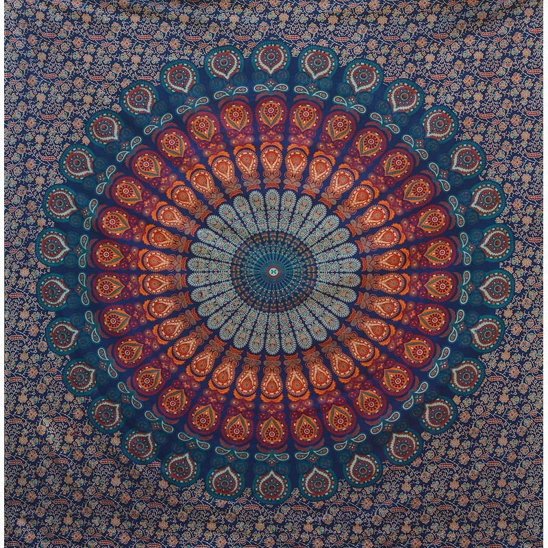 Bless International Handmade Indian hippie Bohemian Psychedelic Peacock Mandala Wall