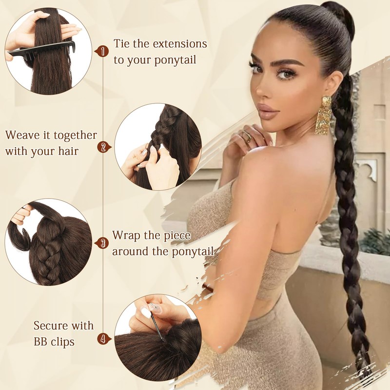 Sofeiyan Braid Extensions Ponytail Extension with Scrunchie 86 cm Long