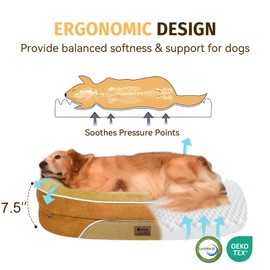 Orthopedic Waterproof XL Dog Bed With Bolsters - Washable, Removable Cover for Medium Large Sized Dogs - Non-Slip Pet Bed - Orange