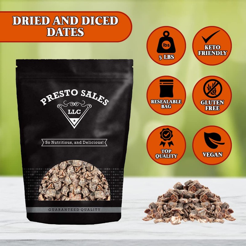 Presto Sales Chopped Dates 80 oz | Sweet Nutritious Diced