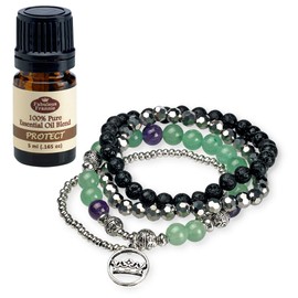 Fabulous Frannie Protect Charm Aromatherapy Bracelet Gift Set with 5mL Oil Pure Essential Oil made with Clove, Cinnamon, Sweet Orange, Rosemary and Eucalyptus