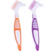 Set of 2 Denture Brushes with Double Bristle Head, Oral