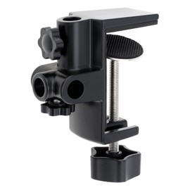 RTNLIT Desk Lamp Clamp, 1/2 inches 4 Hole Metal Table Mounting Clamp, Universal C Clamp for Magnifying Light/Microphone/Boom Scissor Arm, Fits up to 2-1/2 inches Desktop Thickness(Black)