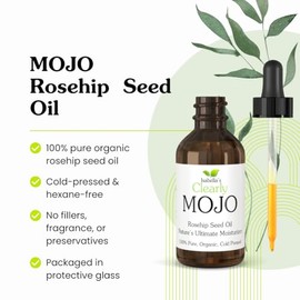 Clearly MOJO de Isabella: Aceite de Rosa Mosqueta Orgánico 100% Puro, Prensado en Frío, Sin Hexano | Hidratante Natural para Rostro, Cabello, Uñas y C