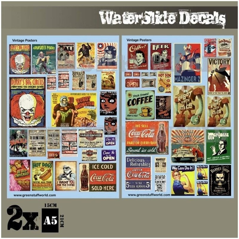 Greenstuff World Waterslide Decal Distressed Poster Set Plastic Model Decal