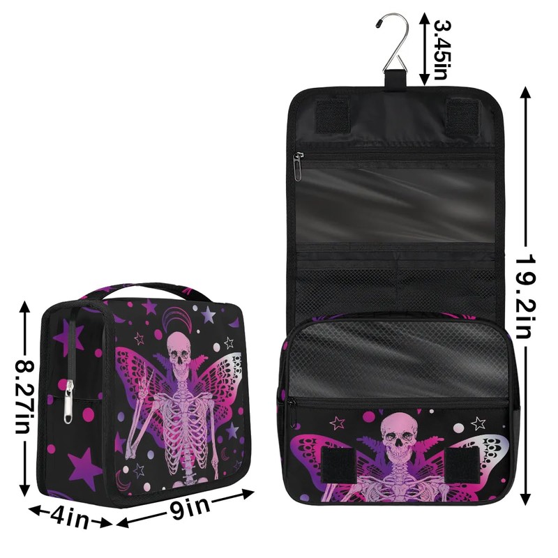 Eizlang Skull Goth Makeup Bag Hanging Toiletry Bag Travel Makeup