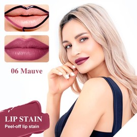 Lip Stain - Lip Stain Peel Off Long-Lasting with Matte Finish Waterproof & Transfer-Proof, Lip Liner Moisturizing & Nourishing Non-Stick Cup Highly Pigmented Color Lip Tint (06 Mauve)