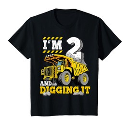 Two 2th Birthday Cool Construction Truck 2yr Boy 2 Years Old T-Shirt