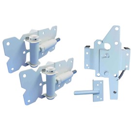 Self Closing Vinyl Fence Gate Single Gate Hardware Kit White(for Vinyl, PVC Fencing)Fence Gate Kit Includes Gate Hinges & Gate Latch w/Screws - Single Fence Gate Kit has 2 Hinges & 1 Latch