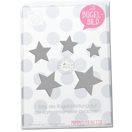 Iron-On Patch 5 Stars 4 cm to 2 cm Flock Film Small Iron-On Appliques for Fabrics Textiles Children for Iron-On Patches, Colour: Grey