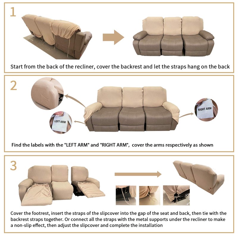 JIVINER 8-Piece Recliner Sofa Covers Stretch Jacquard Couch Covers for