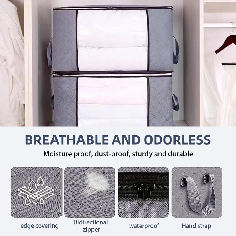 90L Large Storage Bags 6 Pack Foldable Storage Bags with