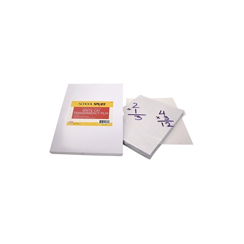 School Smart Write-On Transparency Films, 8-1/2 x 11 Inches, Clear,