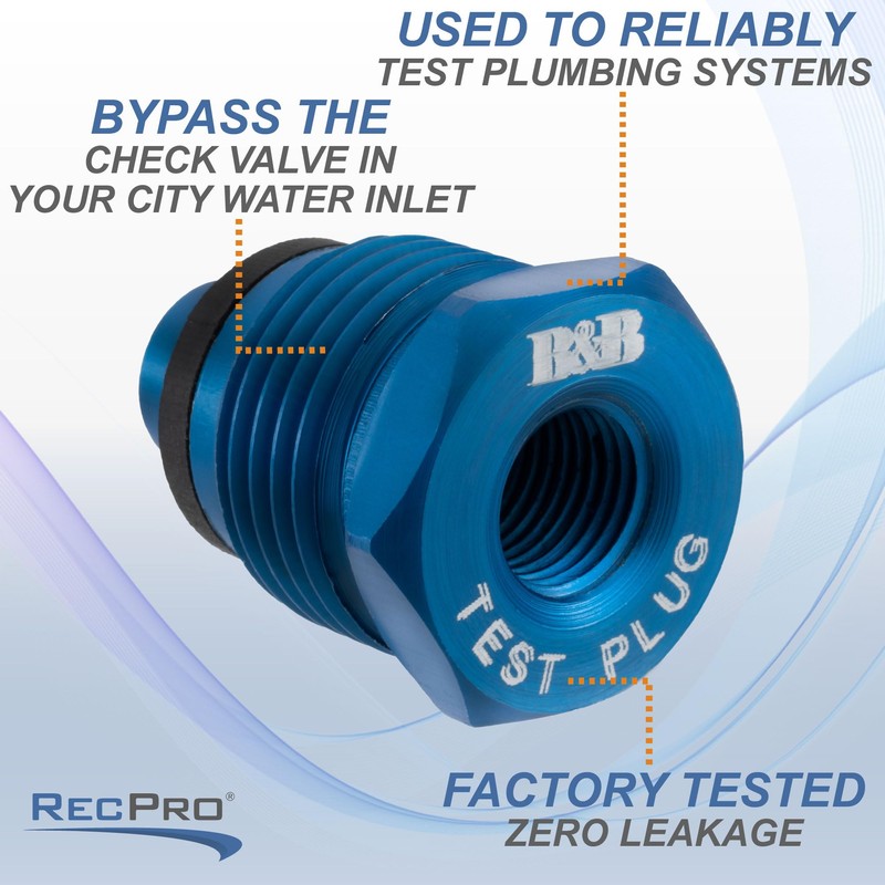 RecPro RV City Water Test Check Valve Plug Blue