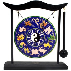 Chinese Brass Gong Tai Chi Zodiac Desktop Small Gong Meditation Bells