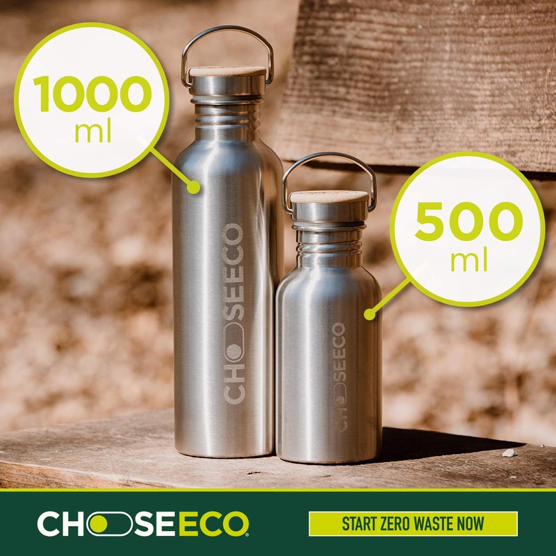 ChooseEco Drinking Bottle Stainless Steel Sustainable Water Bottle with Bamboo