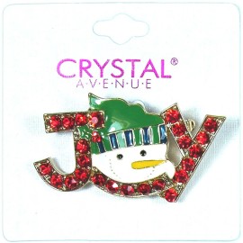 FixtureDisplays Gold Plated Crystal & Epoxy Holiday Joy Brooch Pin