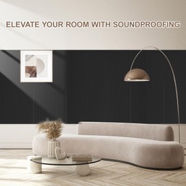 10Pack Large Acoustic Panels, 48x24x0.38 inch Sound Proof Panels for Walls, Self-Adhesive Sound Dampening Wall Panels, Noise Absorbing Decorative Wall Panels, Wall Noise Blocker for Home (Black)