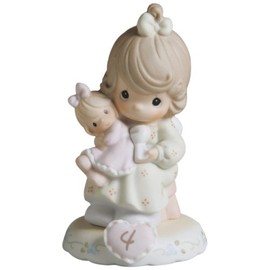 Precious Moments Brunette Girl with Doll Age 4 Figurine
