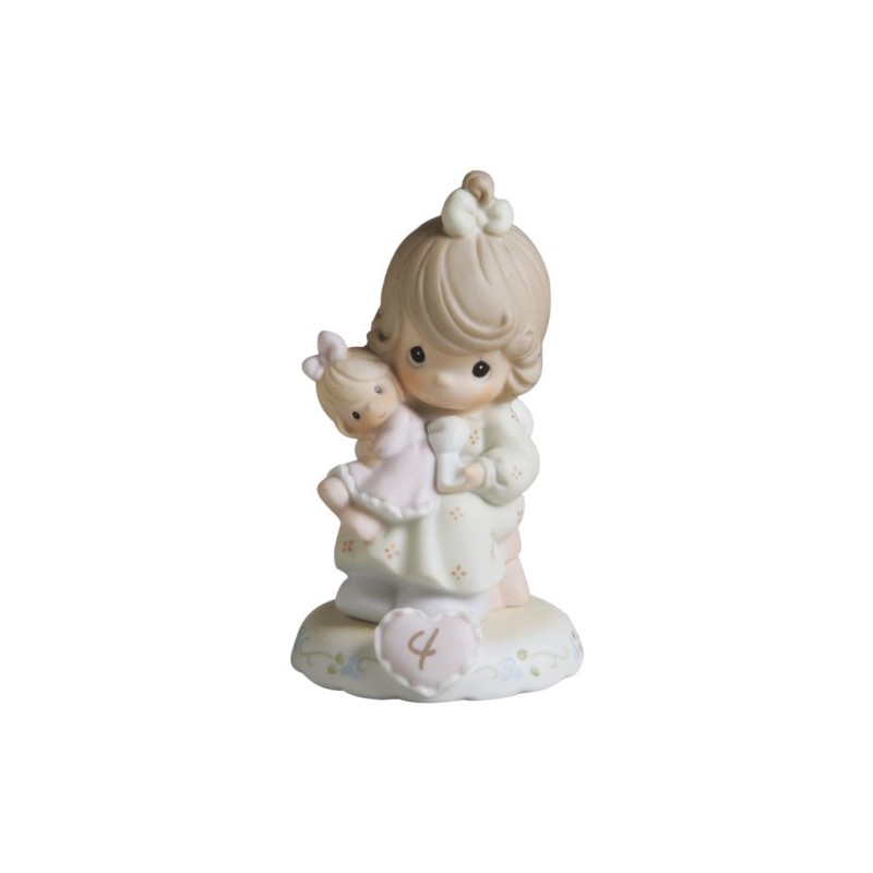 Precious Moments Brunette Girl with Doll Age 4 Figurine