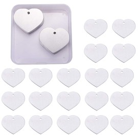 BENECREAT 30 Pack Estampación en Blanco Colgantes en Blanco de Aluminio para Pulsera Pendiente Colgante Etiqueta para Perro - 1.49x1"(3.8x3cm), Corazòn