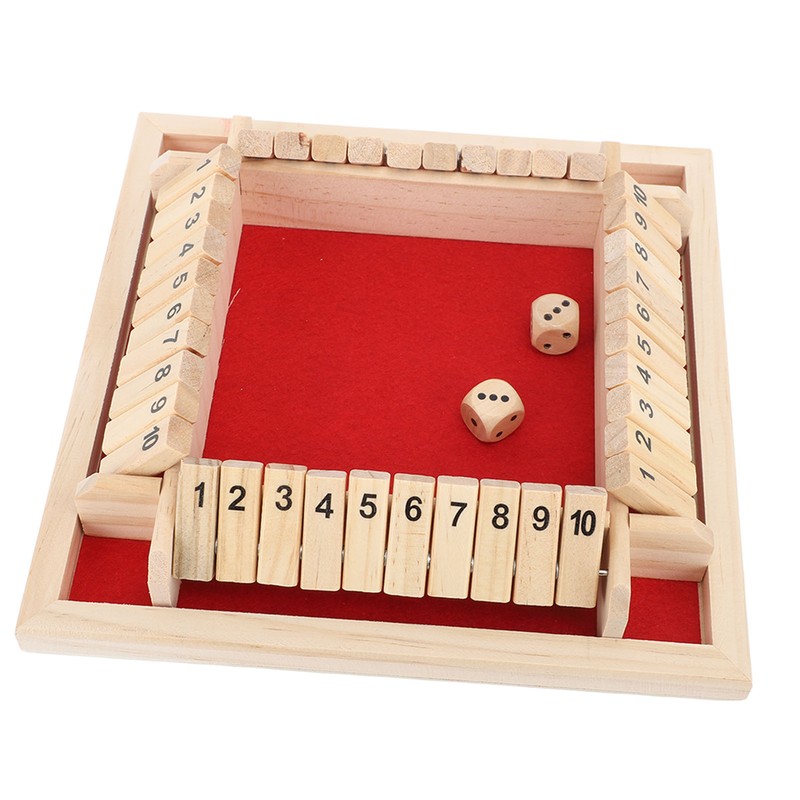 4 Sided Shut The Box Dice Game Wooden Board Table