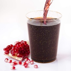 JOLLY CHEF 100pcs 10OZ Gold Plastic Cups,Disposable Gold Glitter Plastic Cups,Clear Plastic Tumblers,Wedding Thanksgiving, Christmas Party Cups