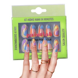 PaintLab Press-On Nails Manicure Kit, Melted Popsicle, 24-Piece Set, Long-Lasting Fake Nails with Glue, File, Prep Pad & Cuticle Stick