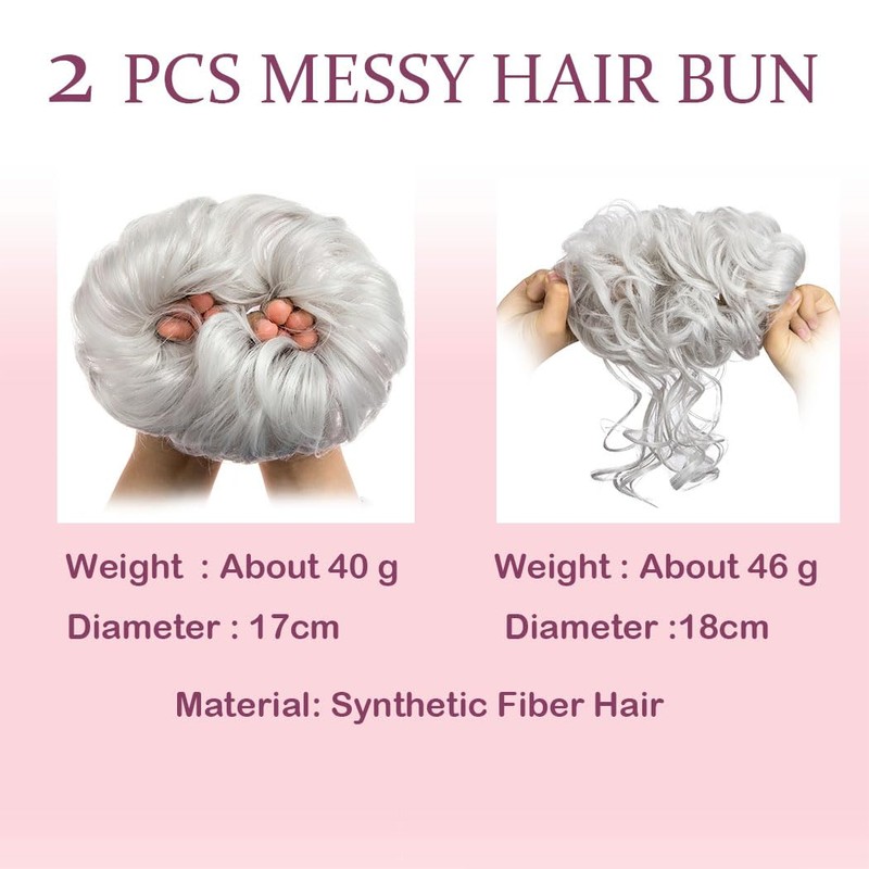 2PCS Messy Bun Hair Piece Tousled Updo Elastic Hair Bun