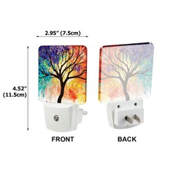 WIRESTER Plug-in LED Night Light Auto Dusk to Dawn Sensor Lamp for Bedroom, Bathroom, Kitchen, Hallway, Stairways - Paint Splash Tree