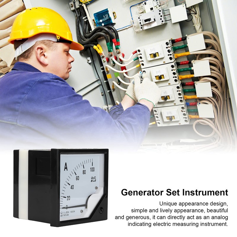 100A/5A Analog Panel Ammeter, 6L2 Amp Tester Gauge for DC