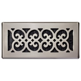 Decor Grates SPH410-NKL Scroll Floor Register, 4x10, Brushed Nickel Finish