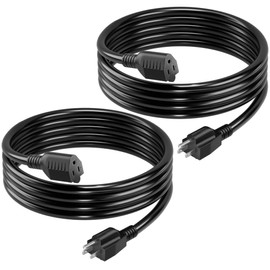 16/3 Short Extension Cord 8 FT 2 Pack, Black Extension Cord Flexible & Durable, Indoor 3 Prong Power Cable, Suitable for Home and Office, 13 Amp 1625 Watt 125VAC 16AWG, ETL Listed