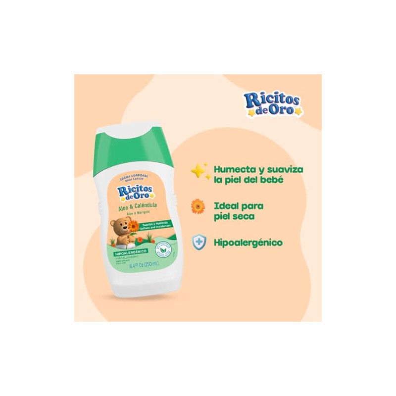 Ricitos de Oro, Crema Corporal Aloe y Caléndula, 250 ml