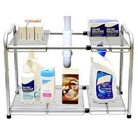 Deco Brothers Under Sink 2 Tier Expandable Shelf Organizer, Gray