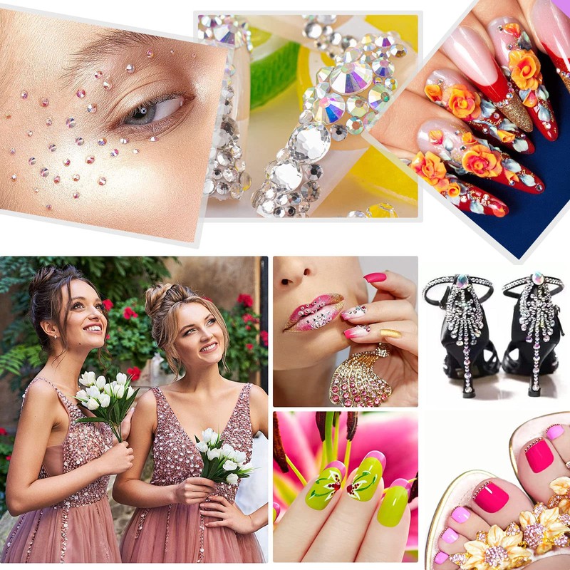 AUREHEN 10000PCs 2-6MM Violet Resin Flat Back Rhinestones with Silver