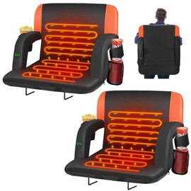 Slendor Dual-Sided Heated Stadium Seats for Bleachers with Back Support, 3 Levels Heating Bleacher Seat with Backs and Cushion Armrests Reclining - size: 25in 2pc