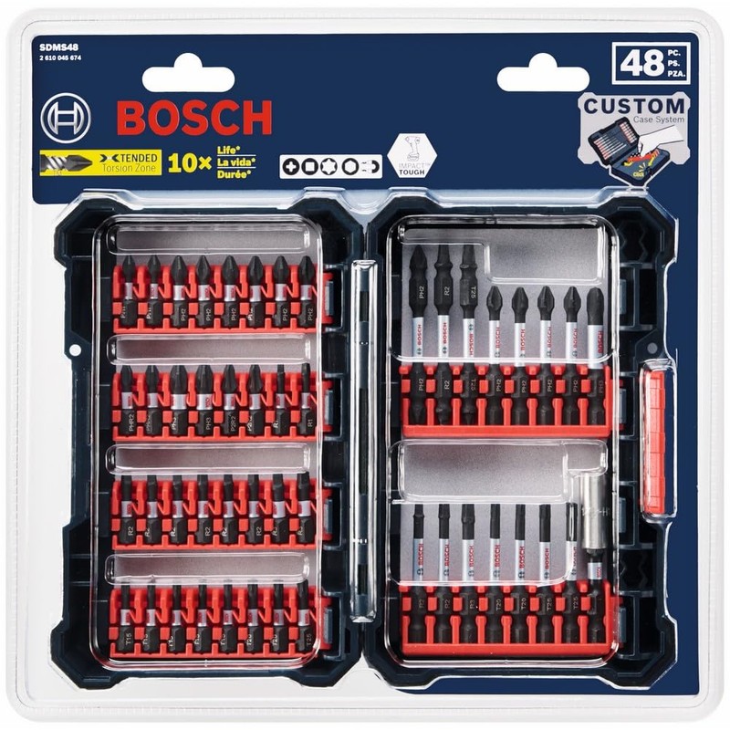 BOSCH SDMS48 48-Piece Assorted Impact Tough Screwdriving Custom Case System