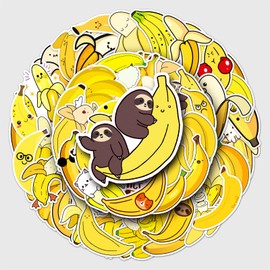 Pack of 50 Banana Stickers Water Bottles Laptop Phone Guitar Skateboard Computer Suitcase Bicycle Fruit Banana Vinyl Stickers Waterproof Aesthetic Stickers for Teenagers Children Adults