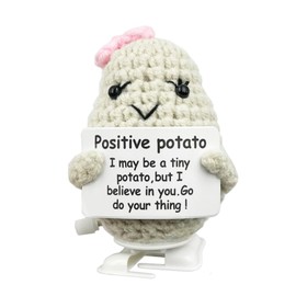 Stitch-Witch Hilarious White Elephant Gifts for Adults, Walking Potato, Finished Crocheted Wind-up Potato, Emotional Support Potato (Bowknot Potato)