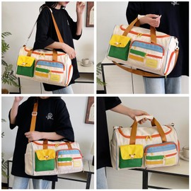 Cute Small Gym Bag for Women, Waterproof Travel Duffle Bag Carry On Weekender Bag with Shoe Compartment & Wet Pocket, Gym Tote Bag for Travel, Workout, Sport