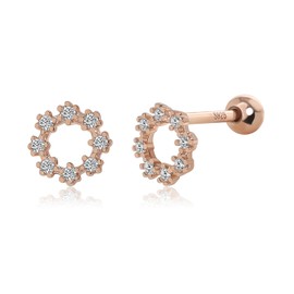 Meissa Tiny Screw Back Earrings for Women 925 Sterling Silver Circle Ball Back Earrings Dainty Studs for Multiple Piercings Girls Gifts (Rose Gold)
