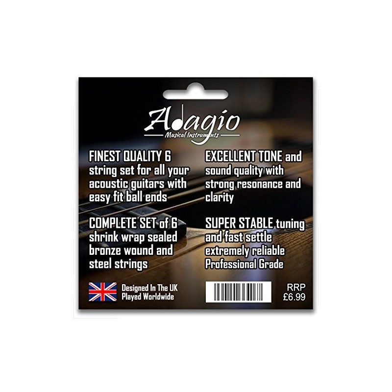 2 SETS! Adagio Professional Acoustic Guitar Strings 10-47 Phosphor Bronze