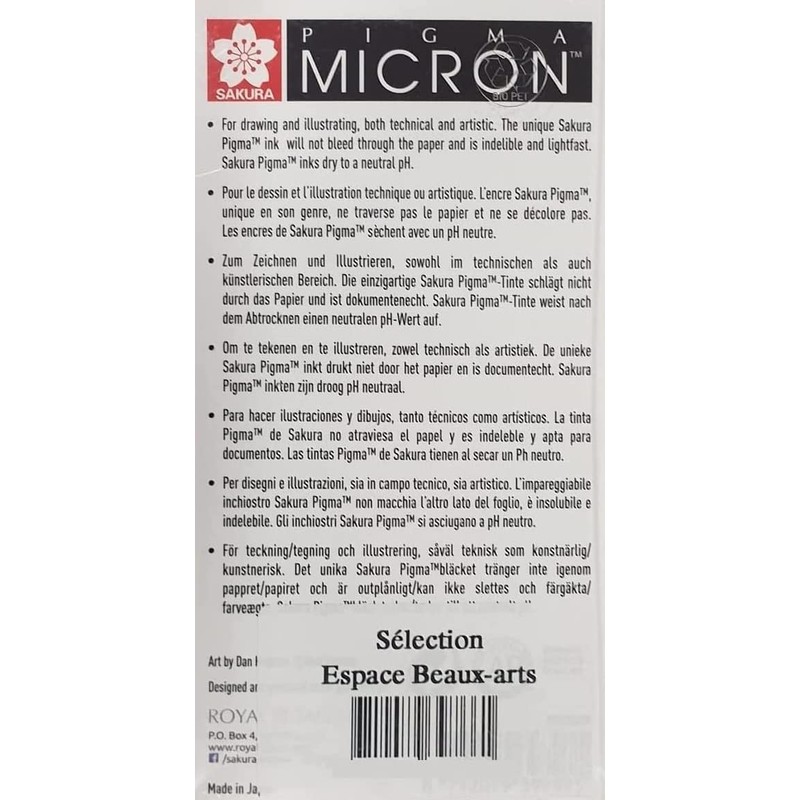 Pigma Micron Sakura 003.005,01,02,03,05,08, Brush, Set of 8, Made in