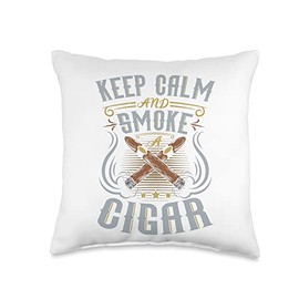 Keep Calm and Smoke a Cigar Cigars To Smoke Cigar Gift Throw Pillow