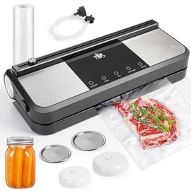 Etunsia Cordless Vacuum Sealer, Rechargeable Vacuum Sealer Machine for Dry/Moist Food Storage, With Auto & Manual Vacuum, Double Seal, 1 Air Hose for Canisters, 2 Mason Jar Sealers/Lids, Bag Cutter