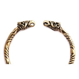 Windalf Large Men's Bronze Bangle Hugin & Munin Diameter 6.7 cm Odins Ravens Viking Jewellery Solid Bracelet, 6.7 cm, Bronze, without stone