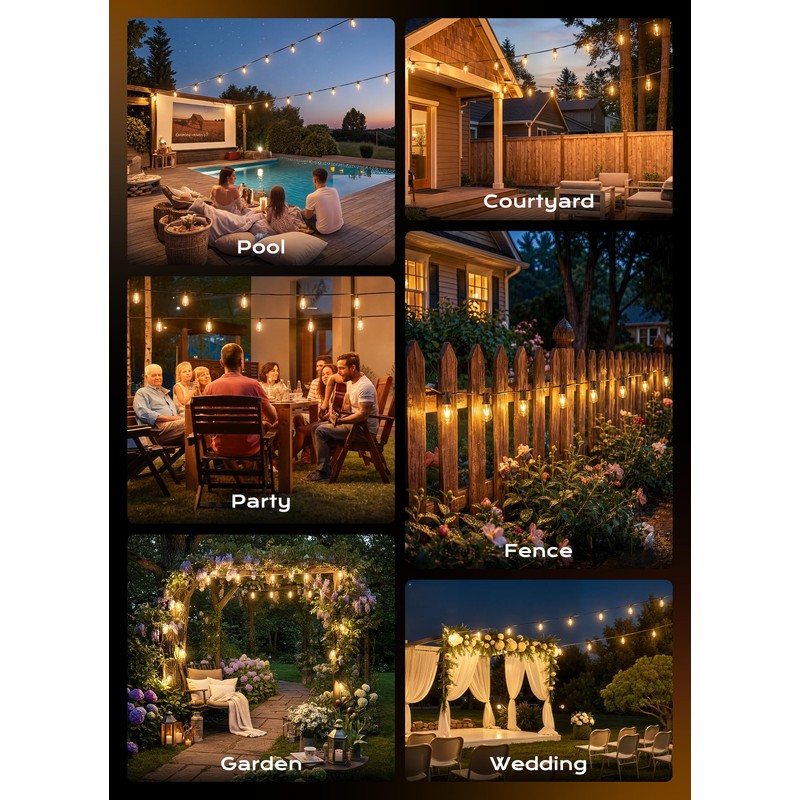 Minetom 100FT Outdoor String Lights with Remote, ST38 Patio Lights